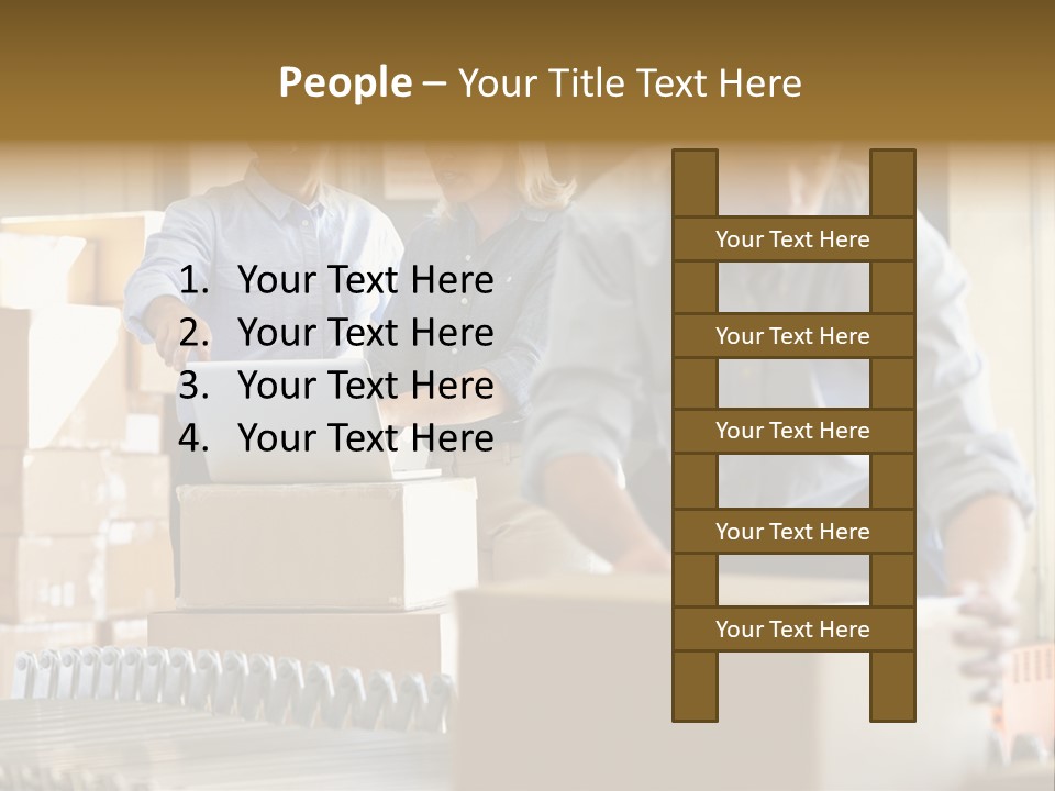 A Group Of People Moving Boxes In A Warehouse PowerPoint Template