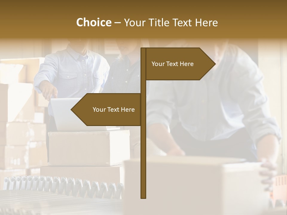 A Group Of People Moving Boxes In A Warehouse PowerPoint Template
