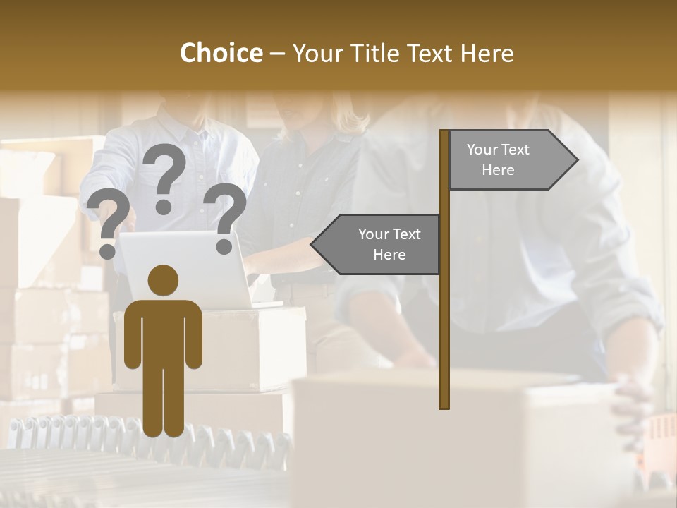 A Group Of People Moving Boxes In A Warehouse PowerPoint Template