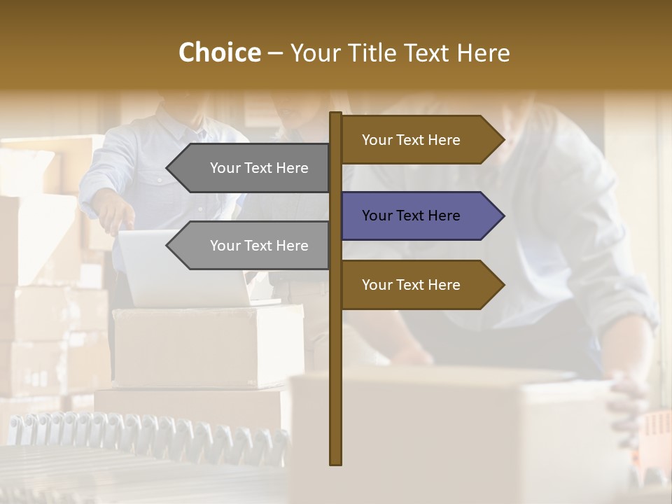 A Group Of People Moving Boxes In A Warehouse PowerPoint Template
