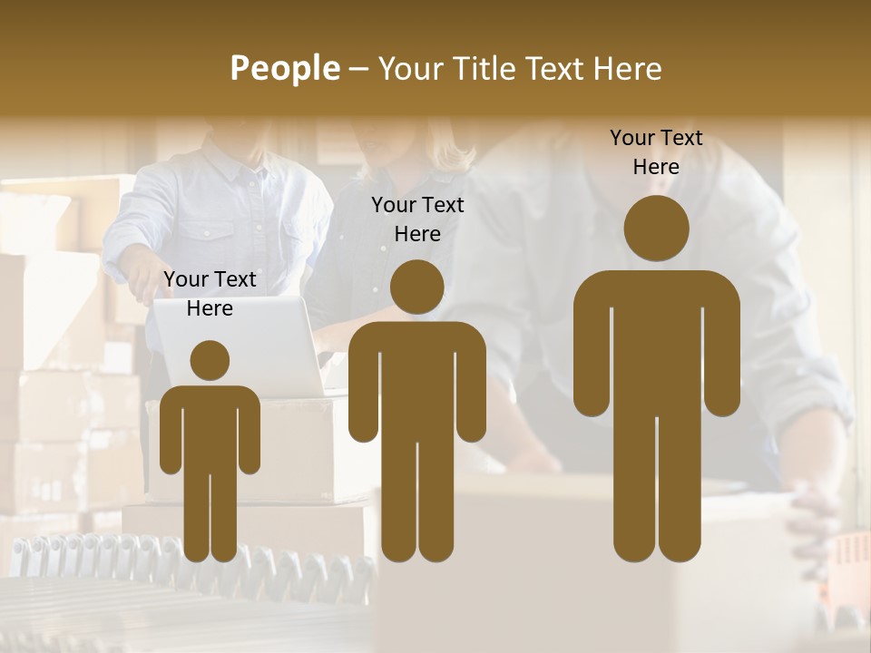 A Group Of People Moving Boxes In A Warehouse PowerPoint Template