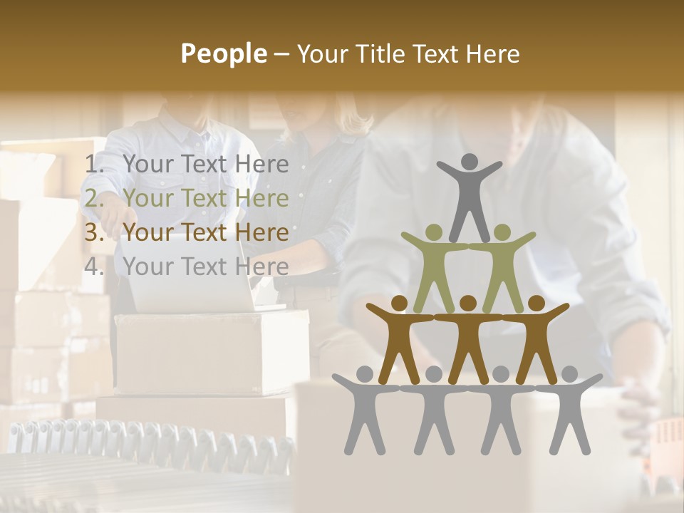 A Group Of People Moving Boxes In A Warehouse PowerPoint Template
