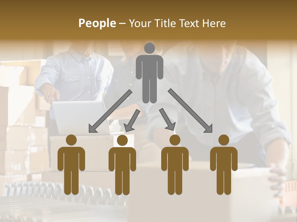A Group Of People Moving Boxes In A Warehouse PowerPoint Template
