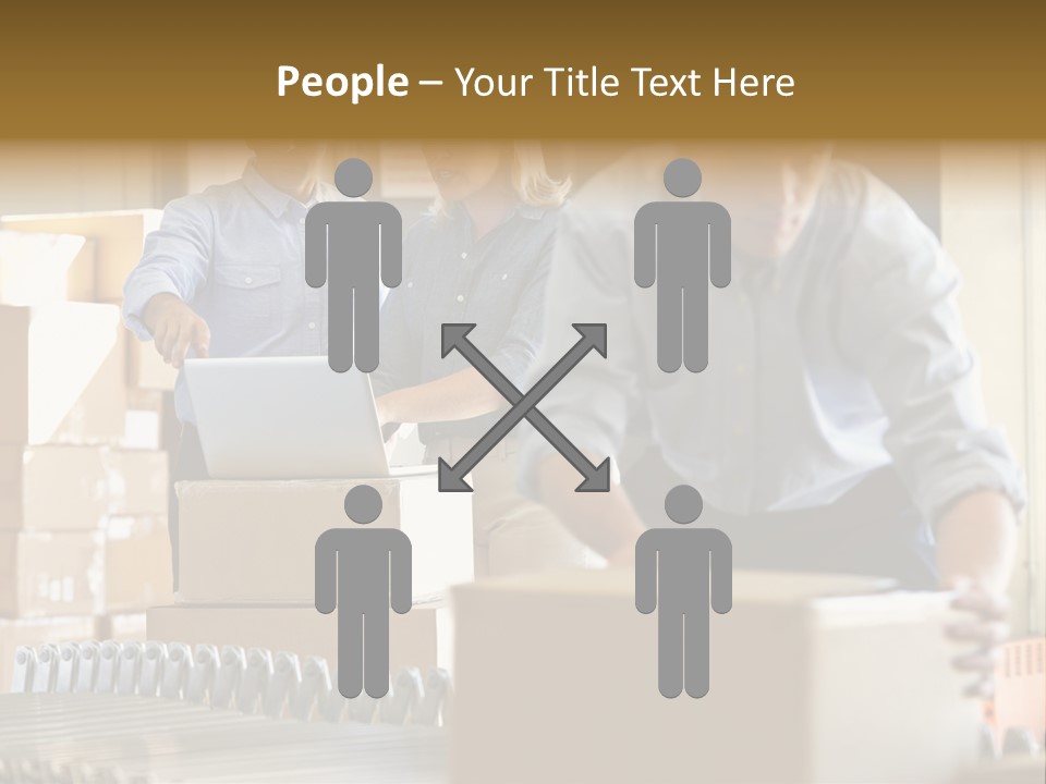 A Group Of People Moving Boxes In A Warehouse PowerPoint Template