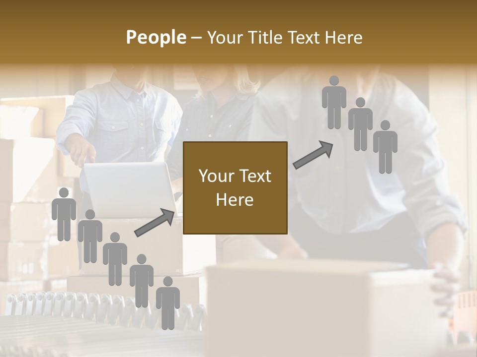 A Group Of People Moving Boxes In A Warehouse PowerPoint Template