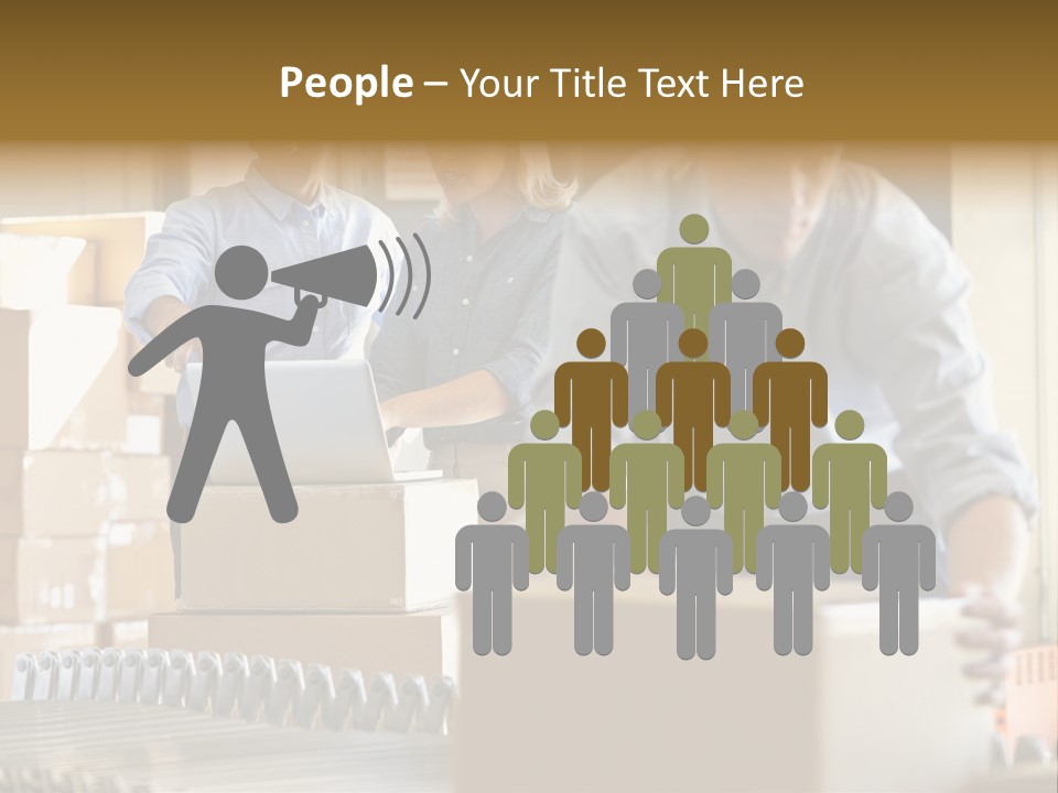 A Group Of People Moving Boxes In A Warehouse PowerPoint Template