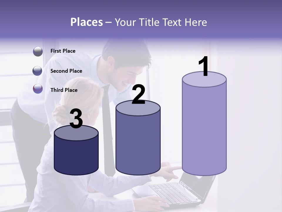 A Man And A Woman Looking At A Laptop PowerPoint Template