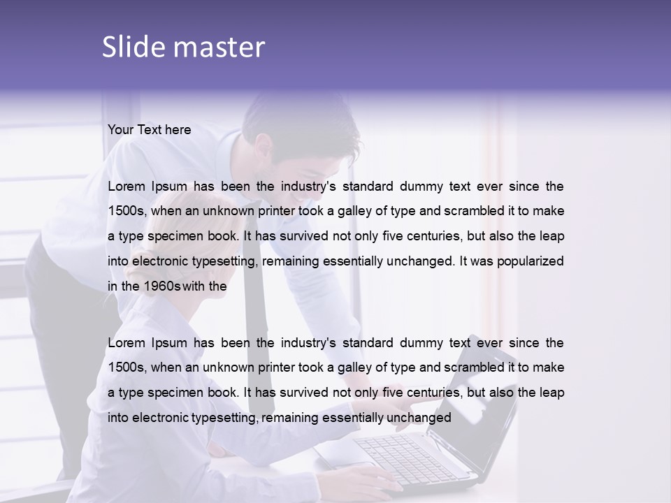 A Man And A Woman Looking At A Laptop PowerPoint Template