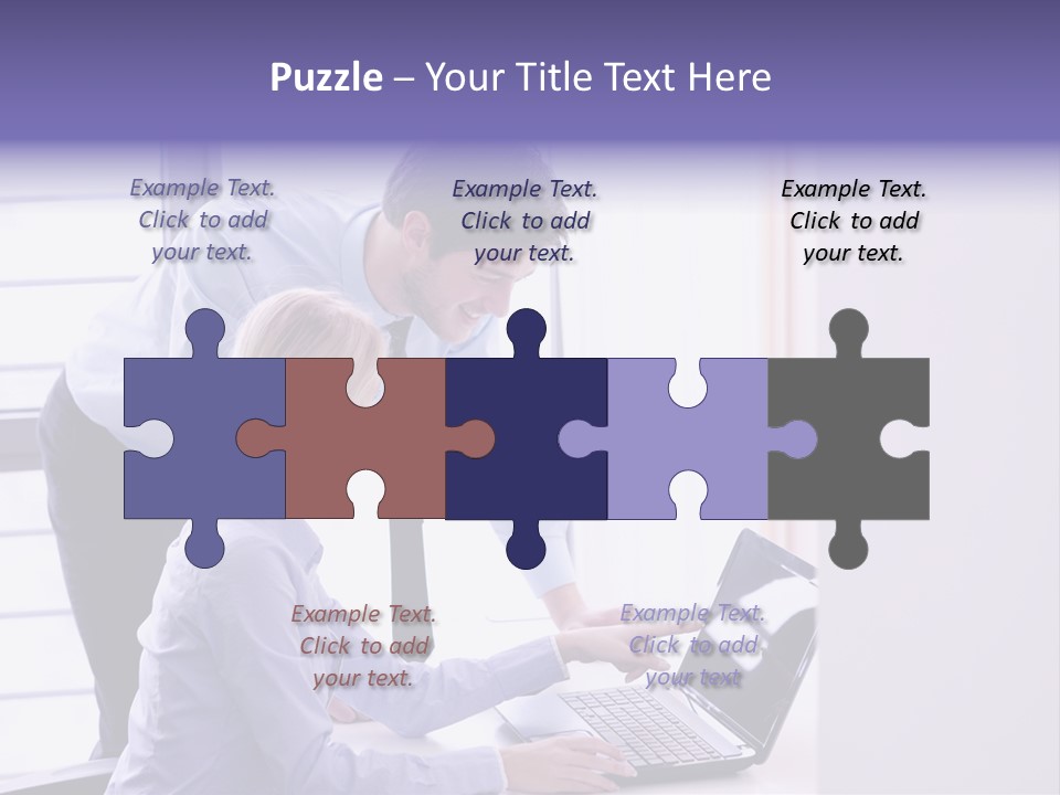 A Man And A Woman Looking At A Laptop PowerPoint Template