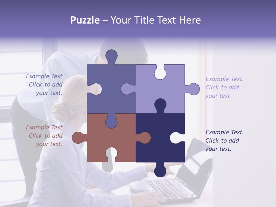 A Man And A Woman Looking At A Laptop PowerPoint Template