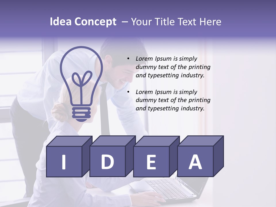 A Man And A Woman Looking At A Laptop PowerPoint Template