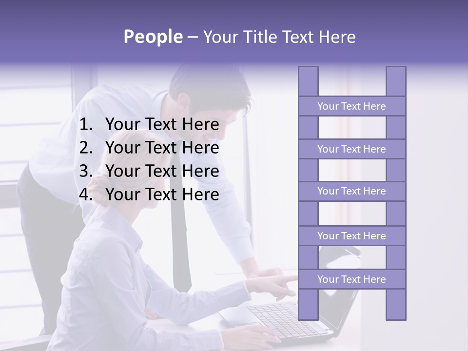 A Man And A Woman Looking At A Laptop PowerPoint Template