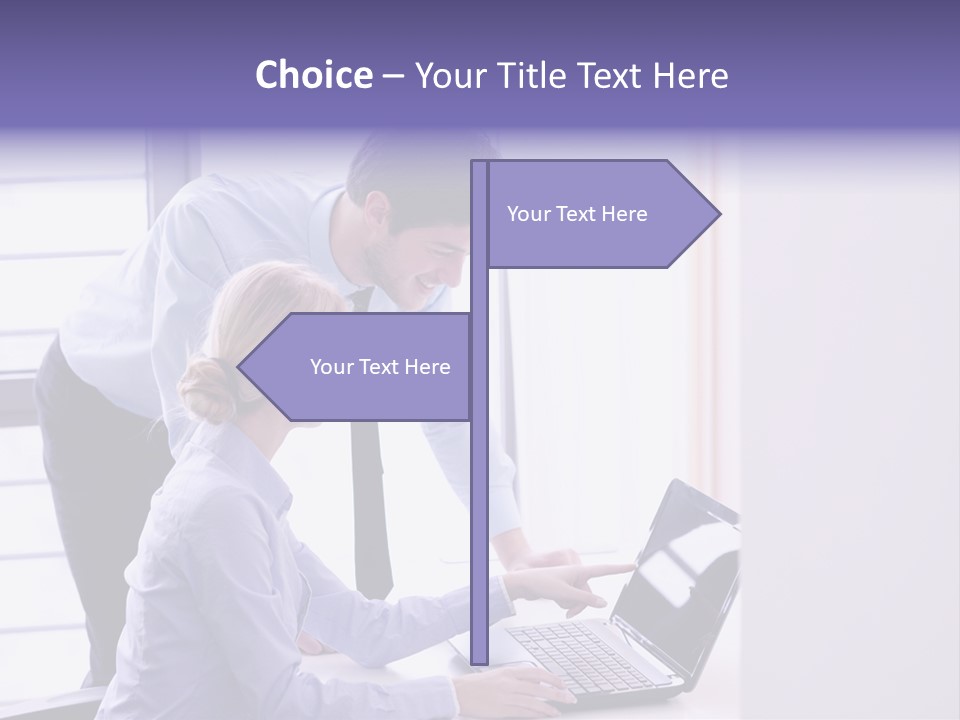 A Man And A Woman Looking At A Laptop PowerPoint Template