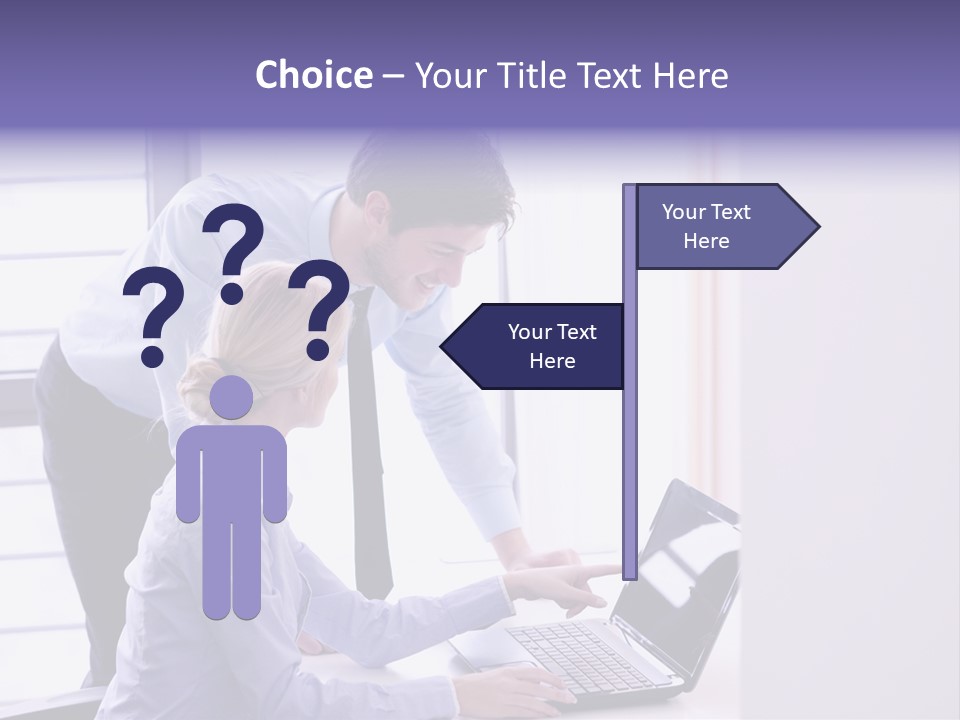 A Man And A Woman Looking At A Laptop PowerPoint Template