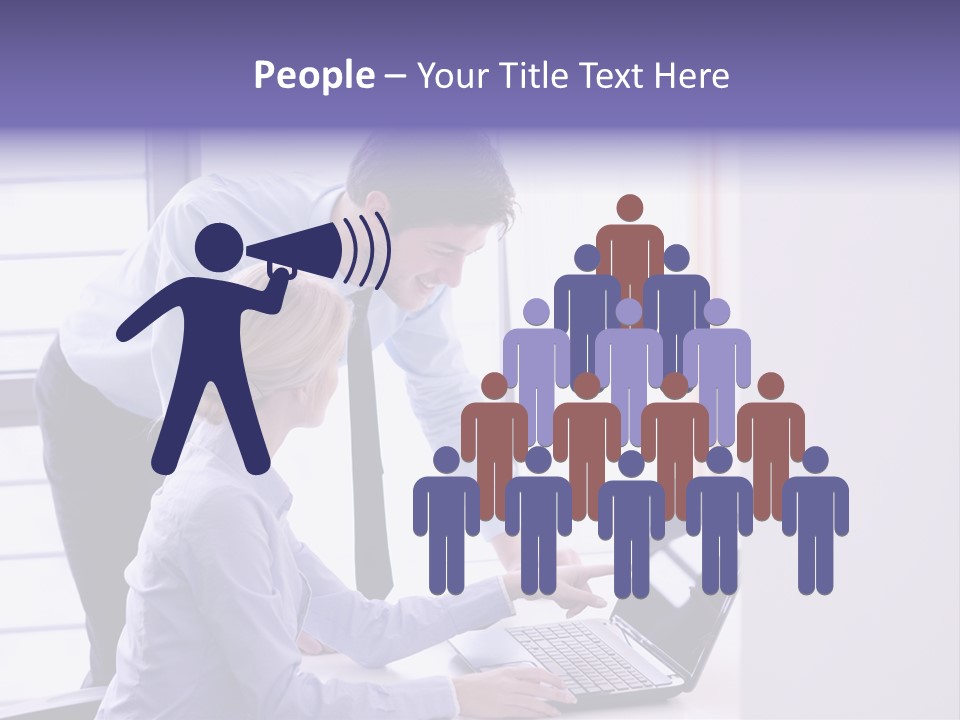 A Man And A Woman Looking At A Laptop PowerPoint Template