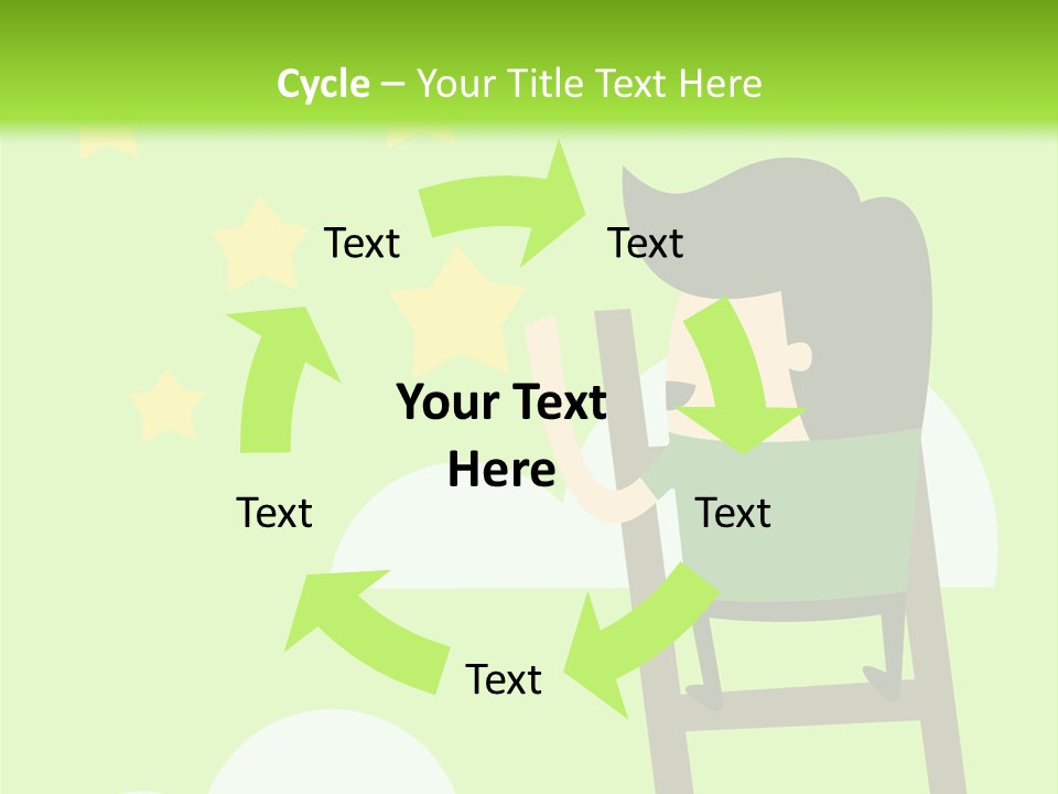 A Man Climbing Up A Ladder To Reach The Stars PowerPoint Template