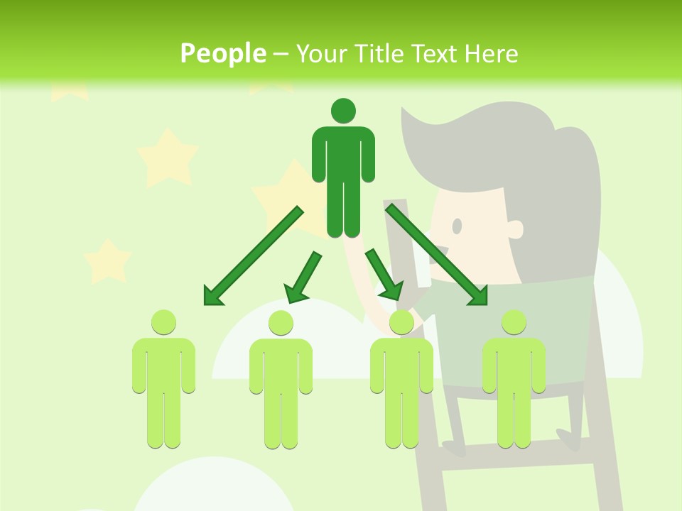 A Man Climbing Up A Ladder To Reach The Stars PowerPoint Template