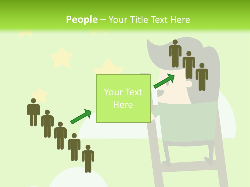 A Man Climbing Up A Ladder To Reach The Stars PowerPoint Template