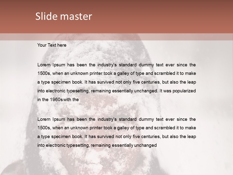A Person Covered In Snow With A Brown Background PowerPoint Template