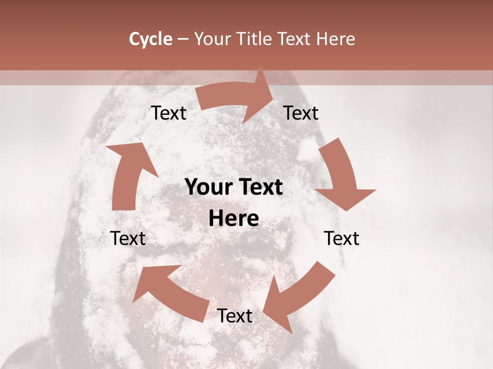 A Person Covered In Snow With A Brown Background PowerPoint Template