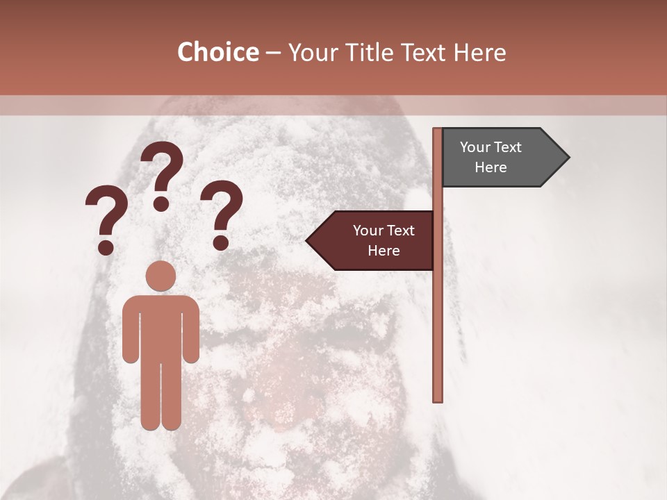A Person Covered In Snow With A Brown Background PowerPoint Template