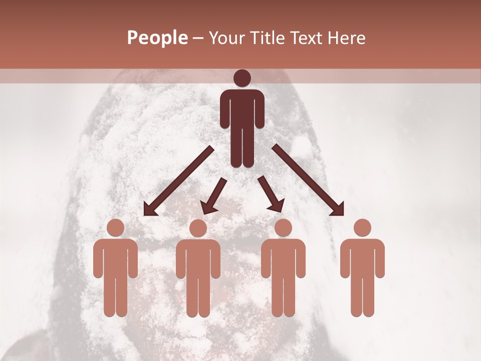 A Person Covered In Snow With A Brown Background PowerPoint Template