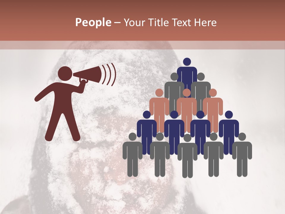 A Person Covered In Snow With A Brown Background PowerPoint Template