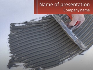 A Person With A Brush Is Laying A Piece Of Concrete PowerPoint Template