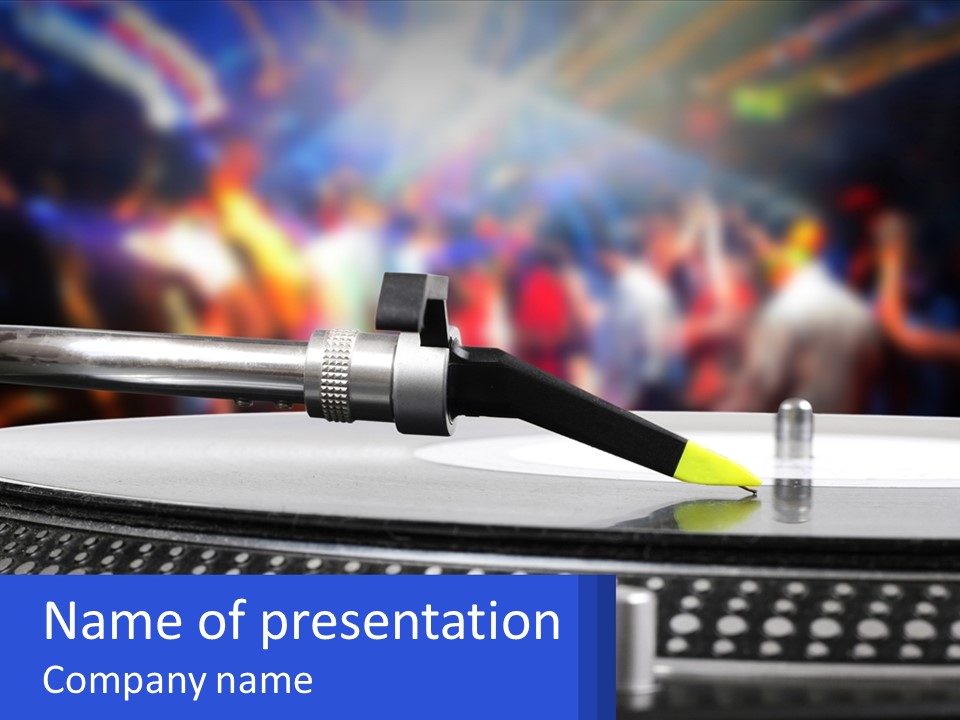 A Record Player With A Yellow Pen On Top Of It PowerPoint Template