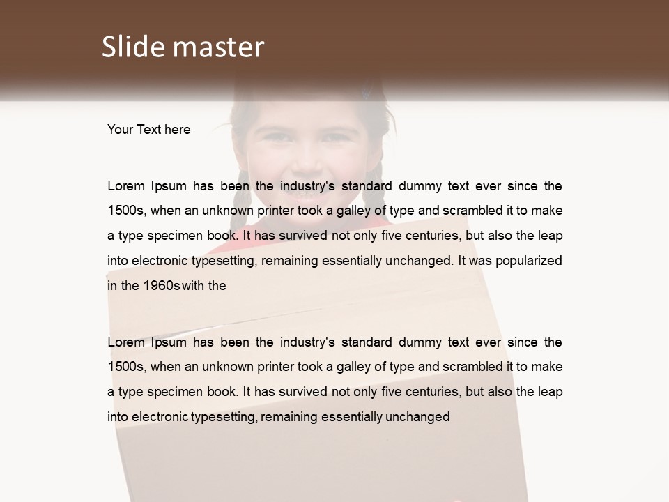 A Little Girl Holding A Box With A Smile On Her Face PowerPoint Template