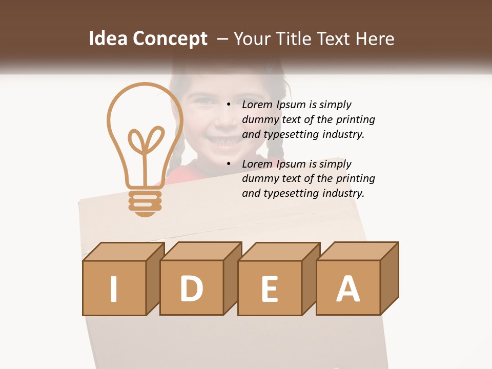 A Little Girl Holding A Box With A Smile On Her Face PowerPoint Template