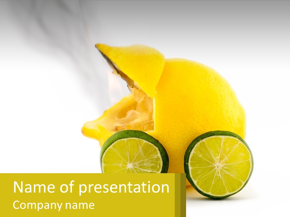 A Lemon And Lime Slice On A White Background PowerPoint Template