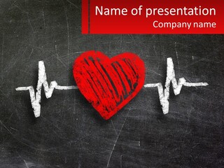 A Red Heart On A Blackboard With A Red Stethoscope PowerPoint Template