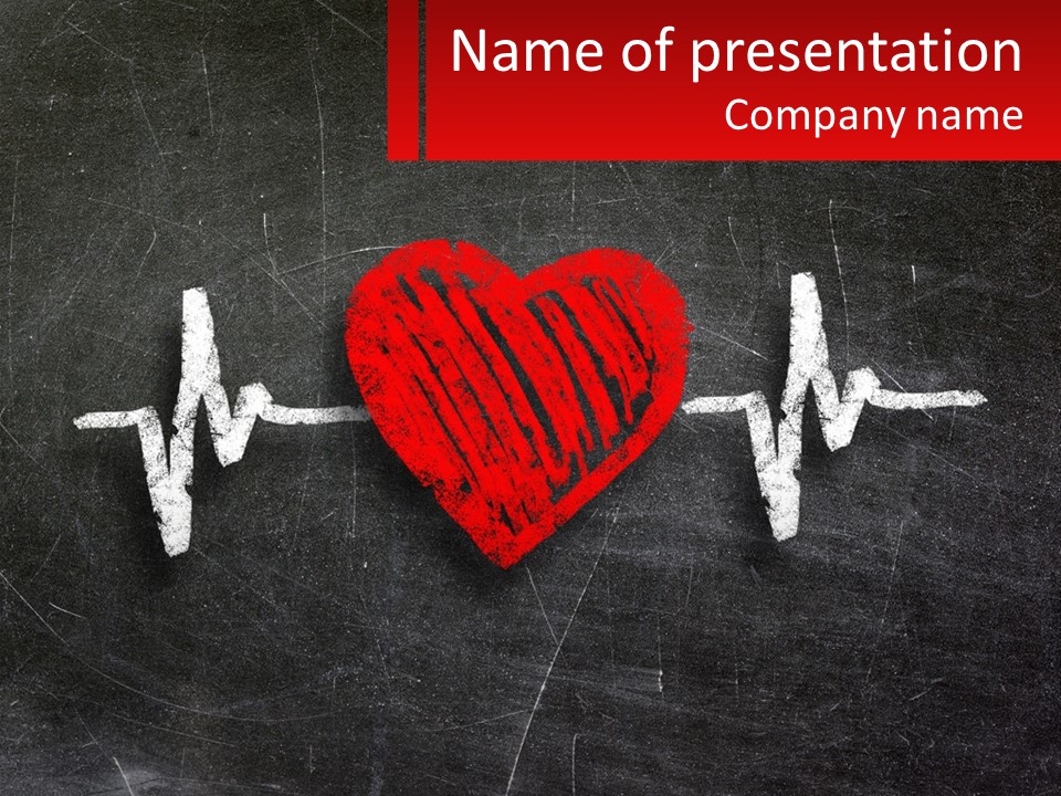 A Red Heart On A Blackboard With A Red Stethoscope PowerPoint Template