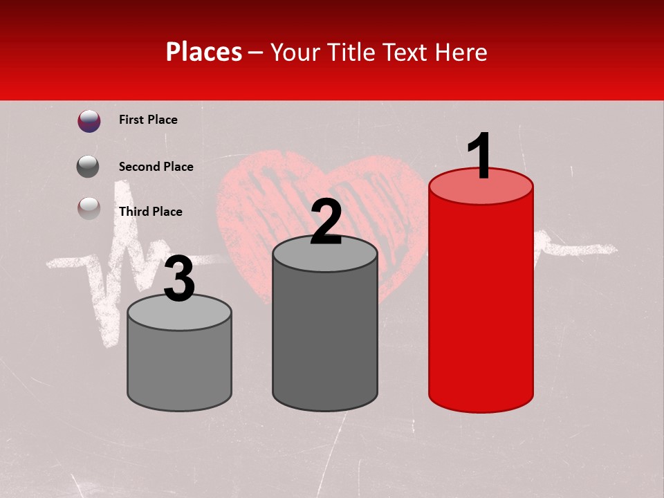 A Red Heart On A Blackboard With A Red Stethoscope PowerPoint Template