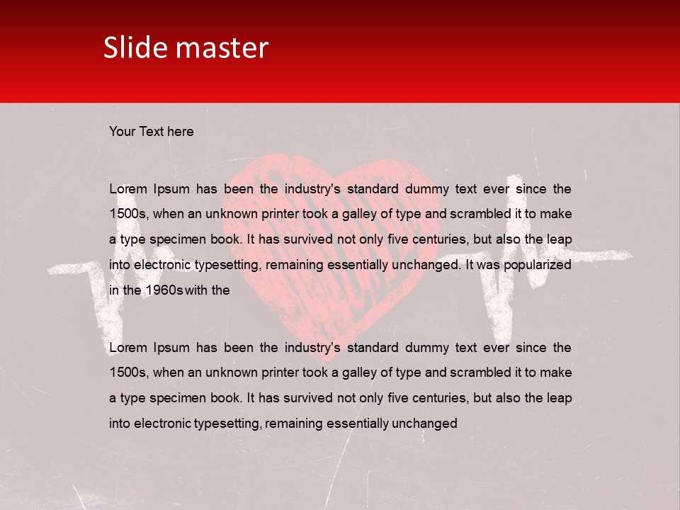 A Red Heart On A Blackboard With A Red Stethoscope PowerPoint Template