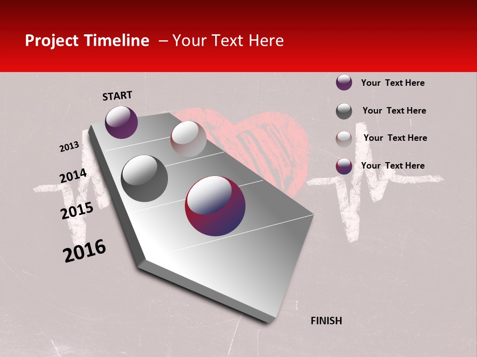 A Red Heart On A Blackboard With A Red Stethoscope PowerPoint Template