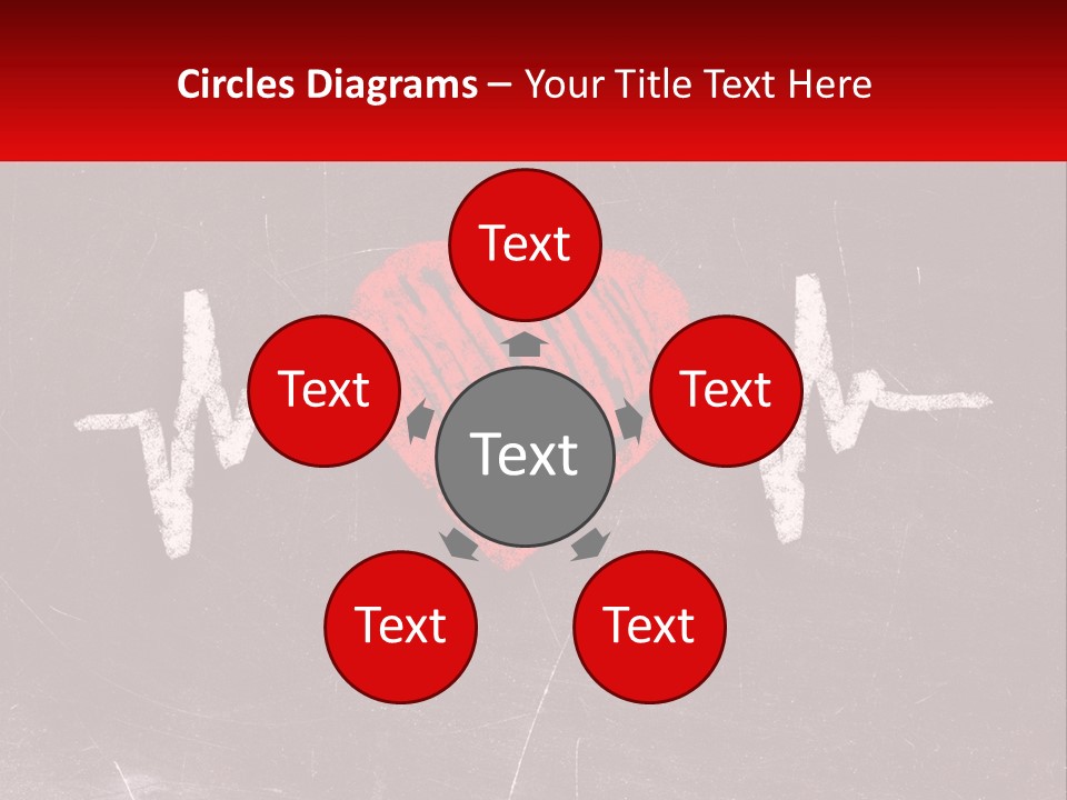 A Red Heart On A Blackboard With A Red Stethoscope PowerPoint Template