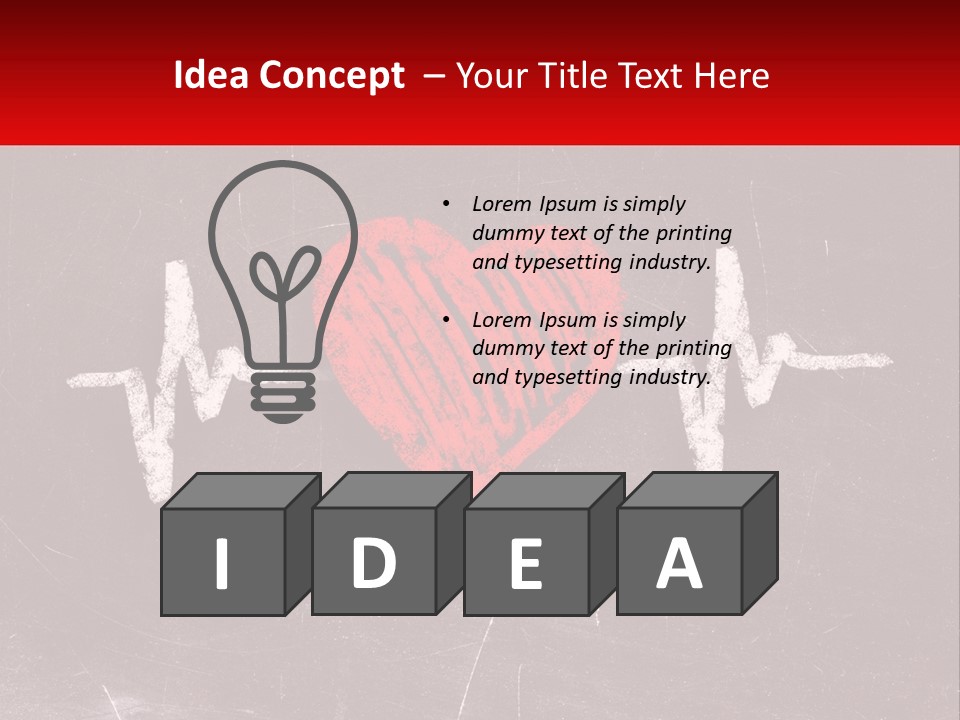 A Red Heart On A Blackboard With A Red Stethoscope PowerPoint Template