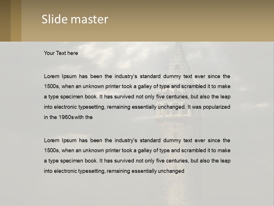 A Tall Tower With A Sky Background With Clouds PowerPoint Template