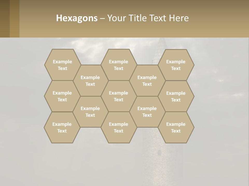 A Tall Tower With A Sky Background With Clouds PowerPoint Template
