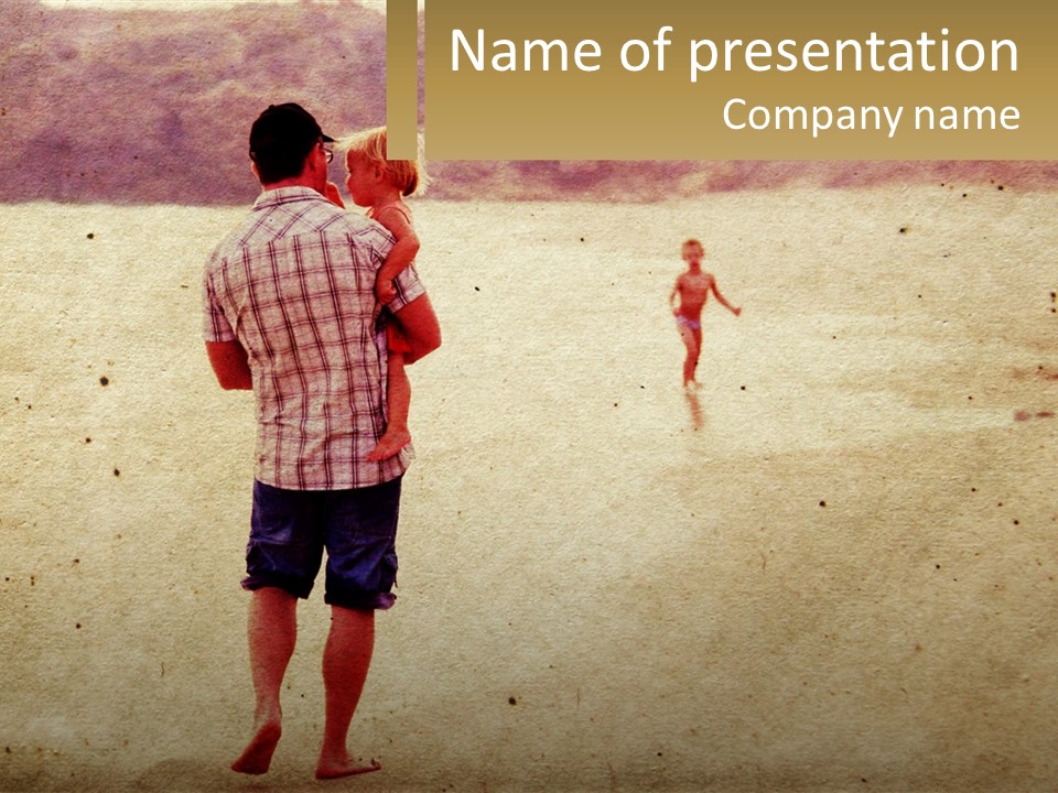 A Man Standing On A Beach Holding A Cell Phone To His Ear PowerPoint Template