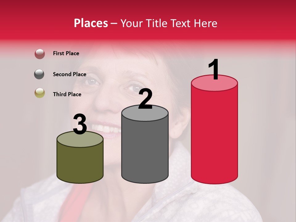 A Woman Smiling With A Red Ribbon Around Her Neck PowerPoint Template