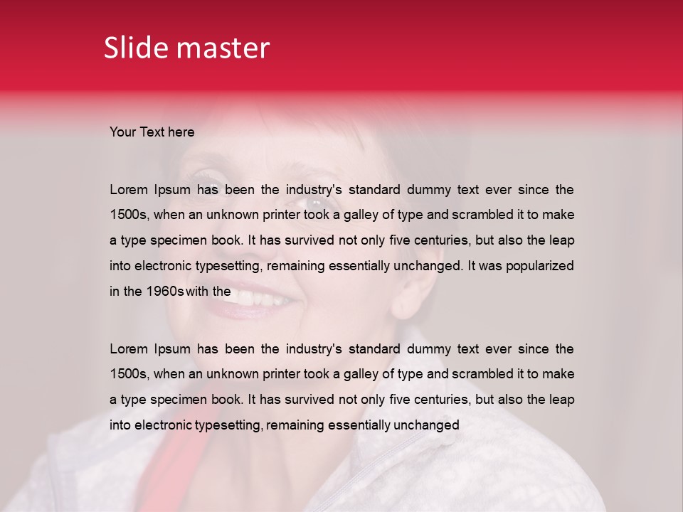 A Woman Smiling With A Red Ribbon Around Her Neck PowerPoint Template