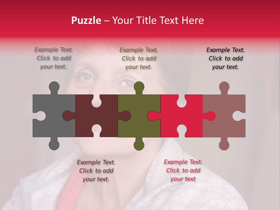 A Woman Smiling With A Red Ribbon Around Her Neck PowerPoint Template