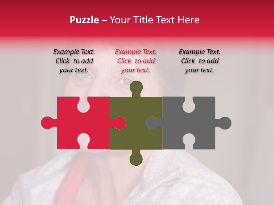 A Woman Smiling With A Red Ribbon Around Her Neck PowerPoint Template