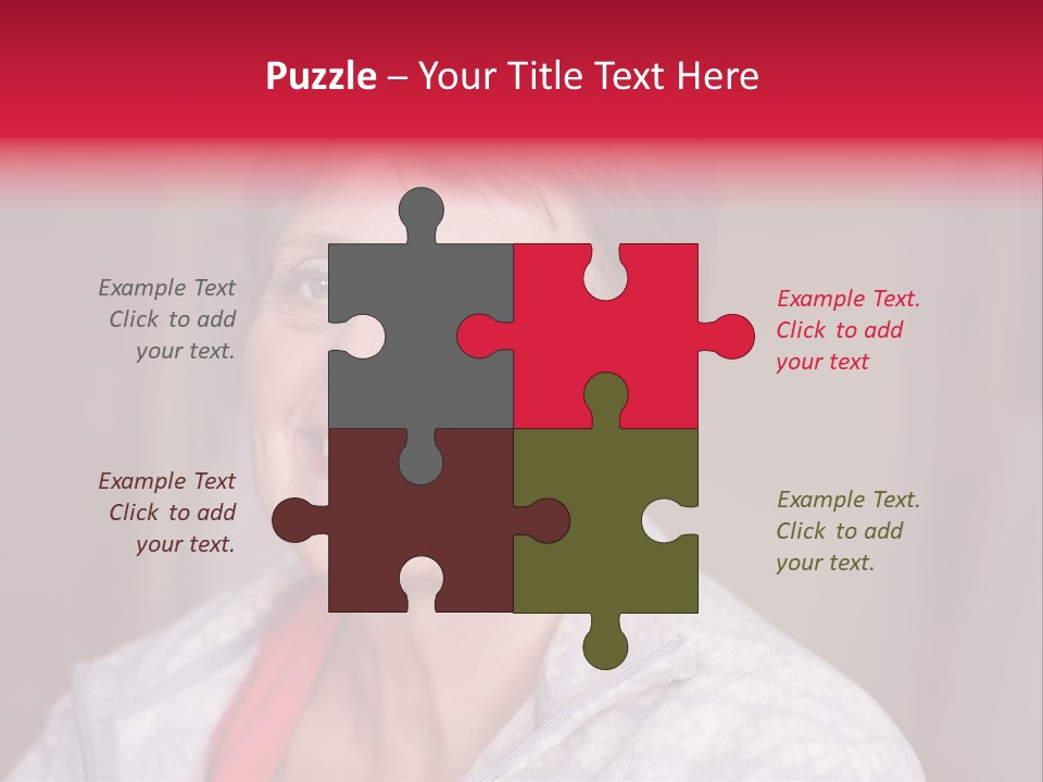 A Woman Smiling With A Red Ribbon Around Her Neck PowerPoint Template