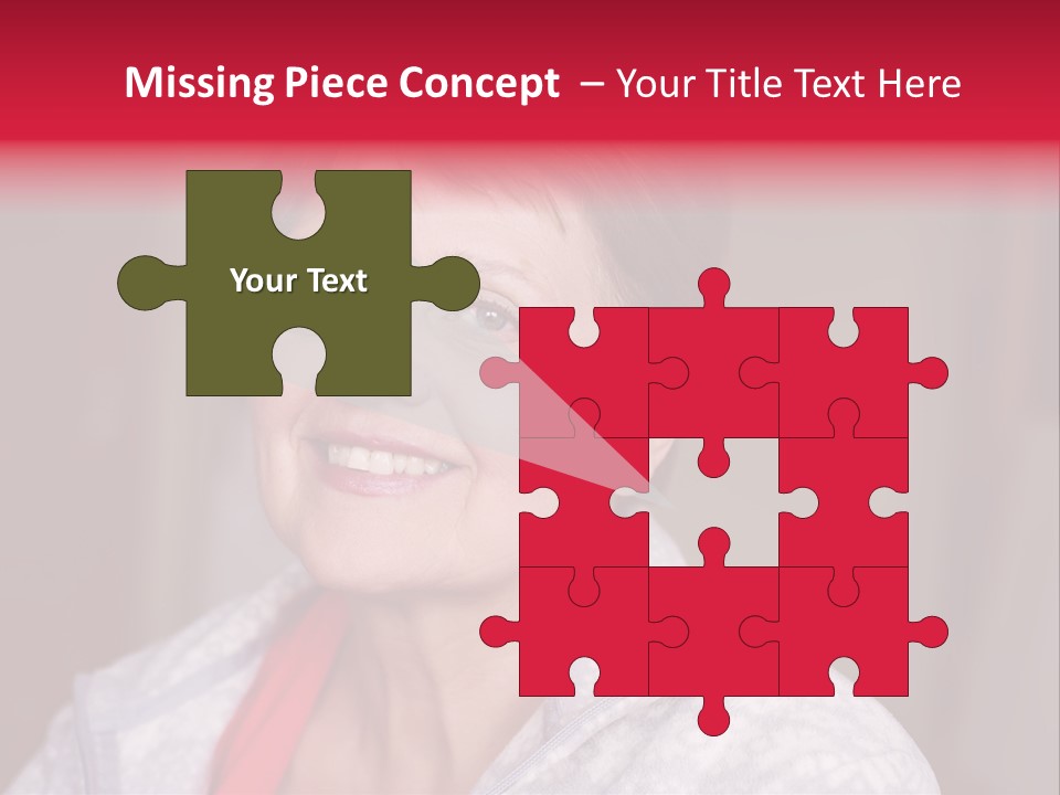 A Woman Smiling With A Red Ribbon Around Her Neck PowerPoint Template