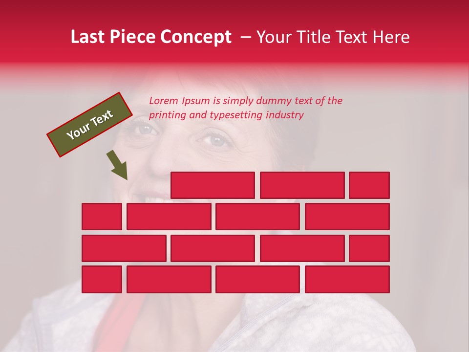 A Woman Smiling With A Red Ribbon Around Her Neck PowerPoint Template