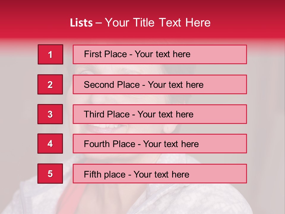 A Woman Smiling With A Red Ribbon Around Her Neck PowerPoint Template